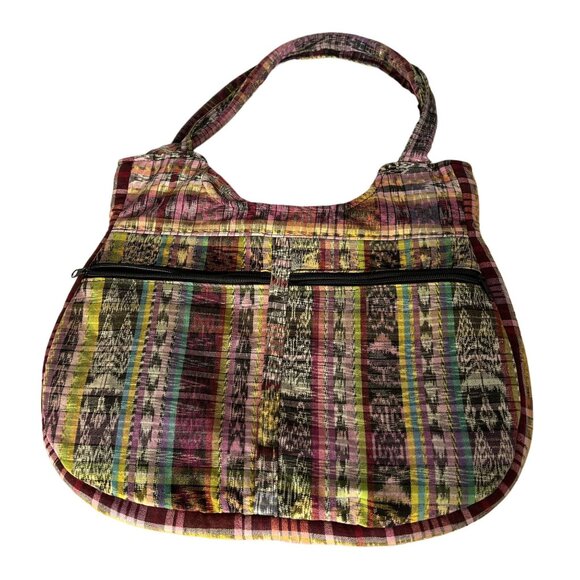 Floral Embroidered Hobo Bag With Zipper Closure Boho Hippie Artsy - Picture 5 of 7